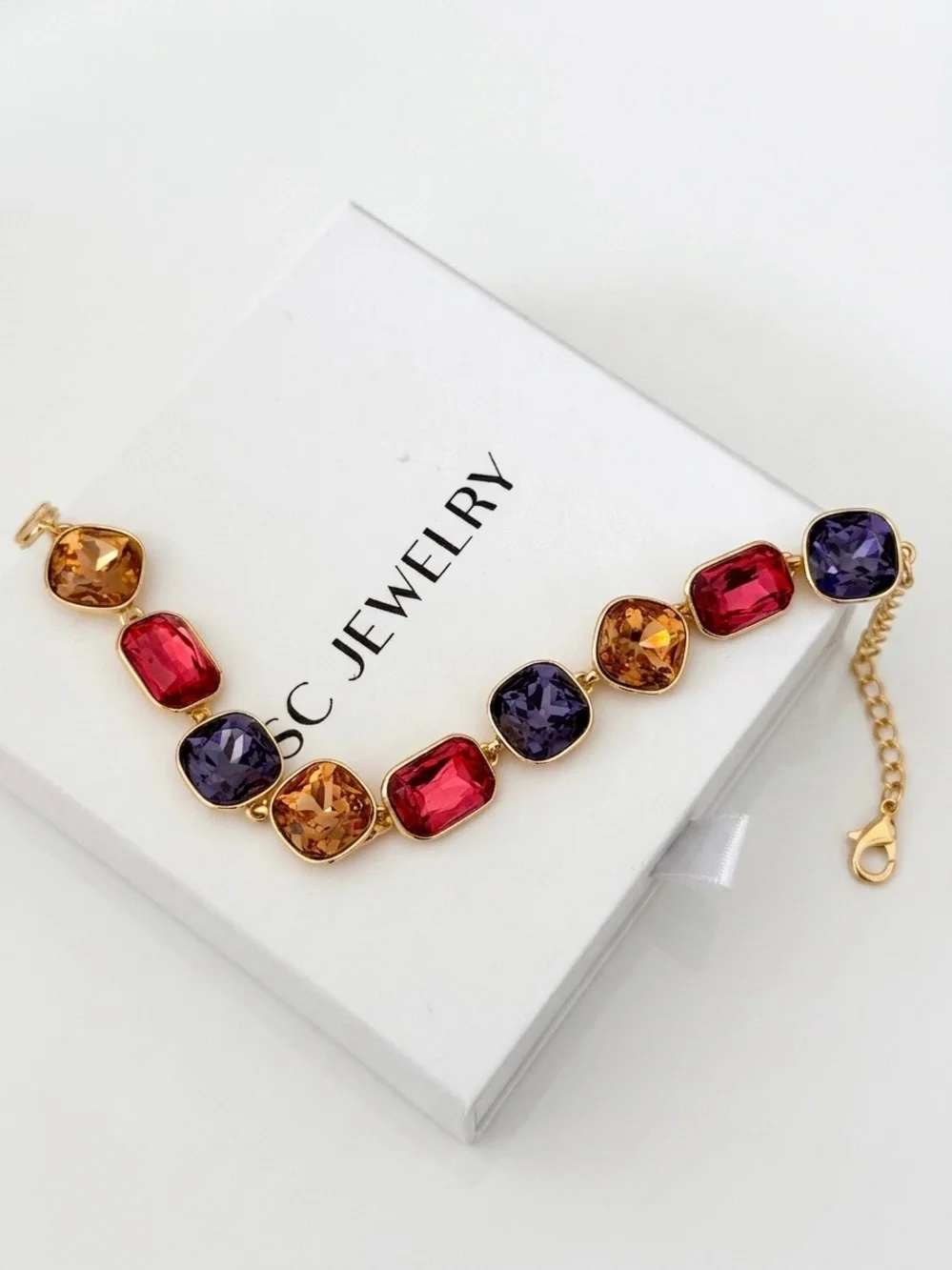 14K Gold Plated Multi-Color Crystal Bracelet - Gema Style